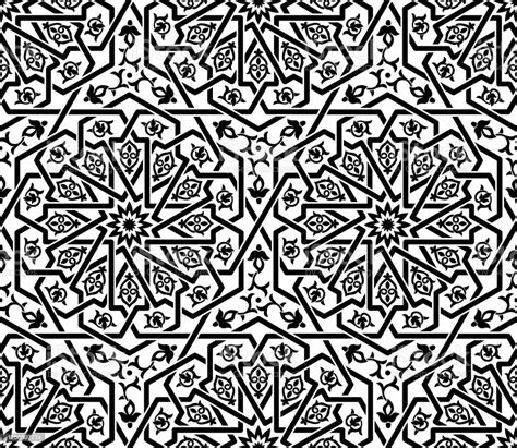Seamless Black Islamic Pattern Isolated On White Background Interlacing