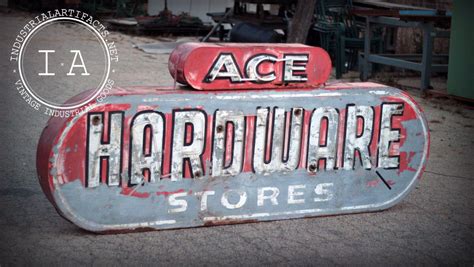 Vintage Industrial Ace Hardware Painted Steel Neon Lighted Sign Ace