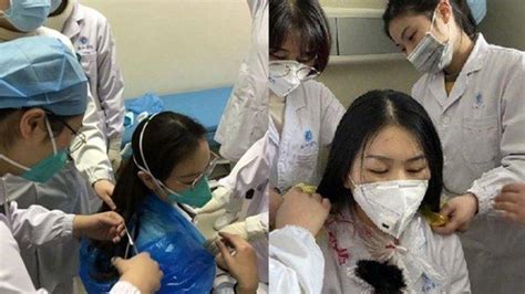 Foto Foto Para Perawat Cantik Di Wuhan Pangkas Rambut Massal Demi