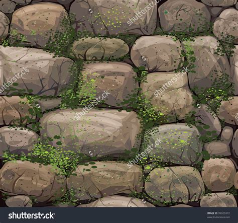 Vector Seamless Texture Of Stones Covered Moss 99920372