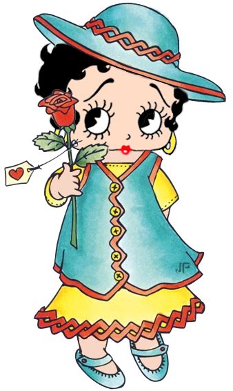 Little Betty Boop Holding A Rose Illustration Cartoons ⊱╮ Animated