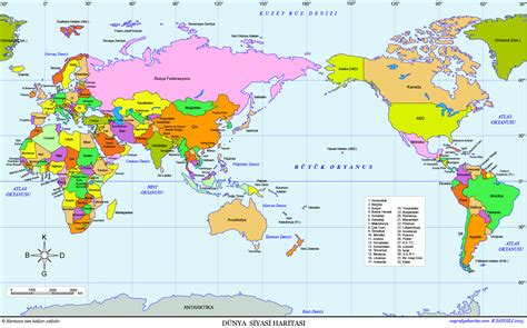 Dünya siyasi haritası Renkli büyük yüksek çözünürlüklü dünya
