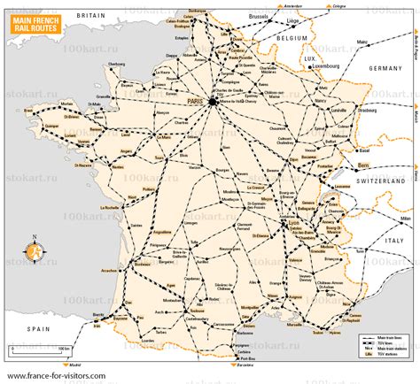 Карта железных дорог во Франции