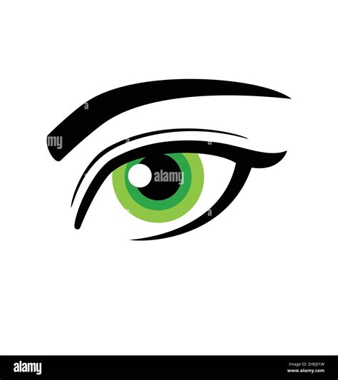 Simple Beautiful Human Female Green Eye Vector Illustration Black And