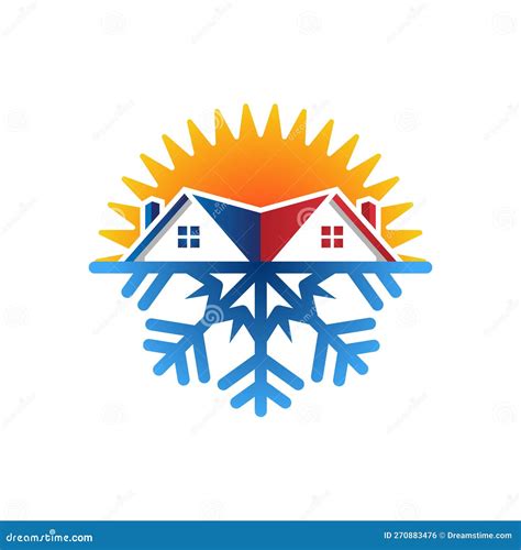 House Home Sun And Snowflake Symbol For Residential Heating Cooling