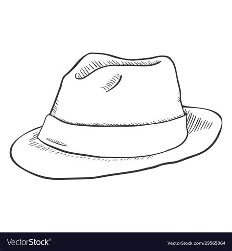 Single Sketch Fedora Hat Royalty Free Vector Image