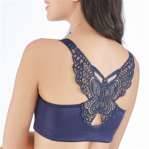 Push Up Butterfly Front Closure Wire Free Smooth Strappy Back Bra