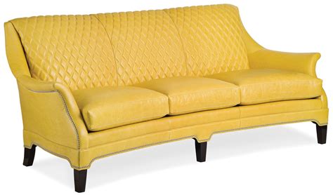 Quilted Golden Yellow Leather Sofa