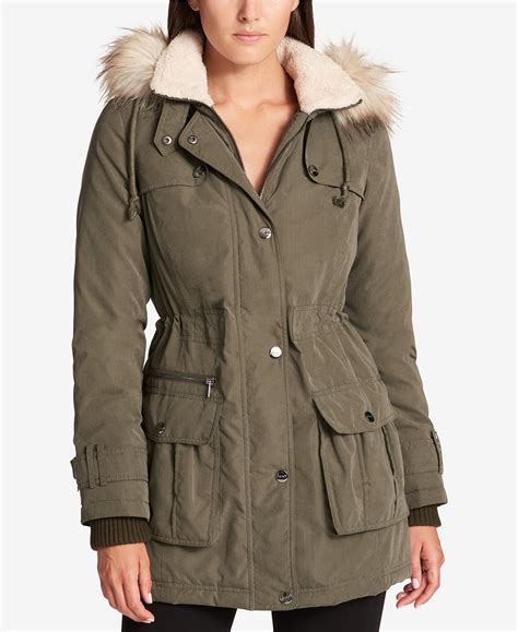 Dkny Plus Size Faux Fur Trim Hooded Parka And Reviews Coats And Jackets