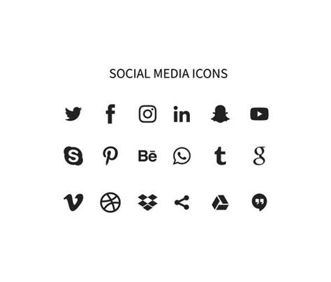 Social Media Icons Black Social Media Icons Set Instant Etsy