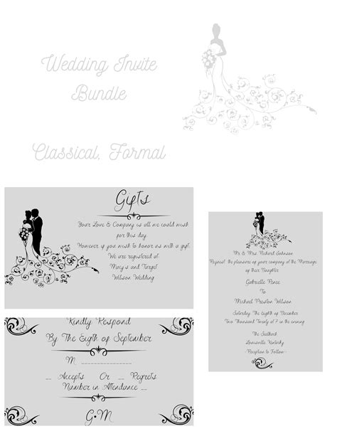 Classicformal Wedding Invites Instant Download Wedding Invitations