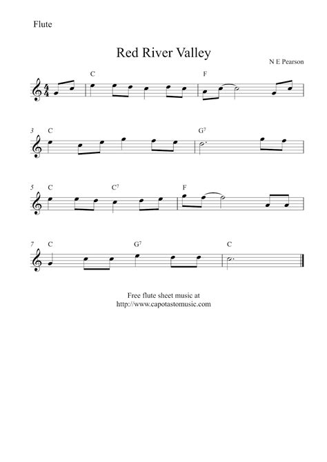 Easy Sheet Music For Beginners Free Easy Flute Sheet Music Red River