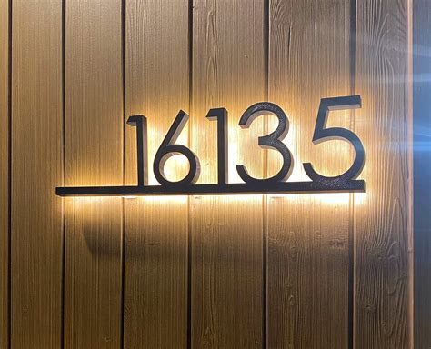 Lighted House Numbers Custom Modern Backlit Address Sign Etsy