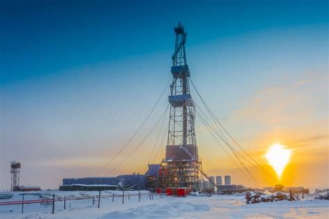 Drilling At An Oil And Gas Field In The Arctic In Winter Stock Image
