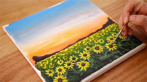 How To Paint Sunflower Field Step By Step Acrylic Painting