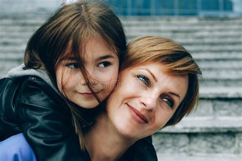 Happy Mother And Daughter Hugging Each Other Stock Image Image Of