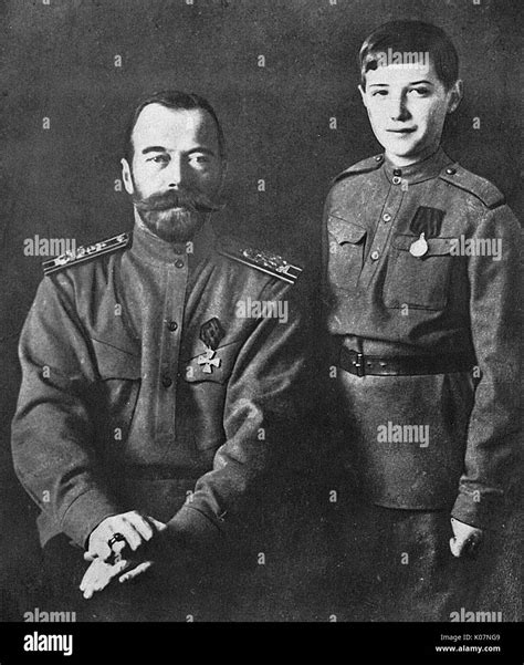 Tsar Nicholas Ii Of Russia 1868 1918 And His Son Alexei Stock Photo