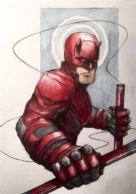 Daredevil Sketch I Just Completed Watercolor And Ink On Paper What Do