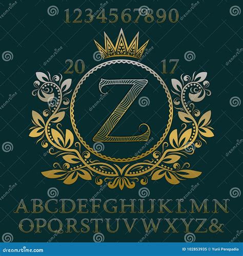 Golden Wavy Patterned Letters And Numbers With Initial Monogram In Coat