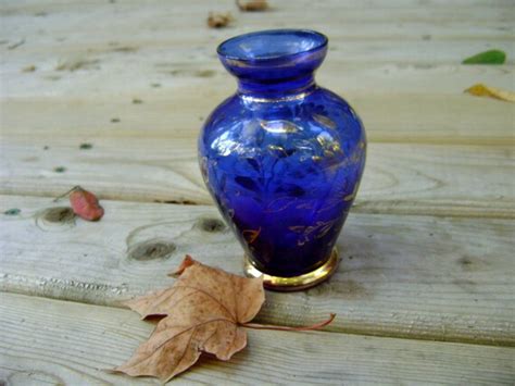 Blue Glass Vintage Vase Italian Made In Italy On Sale