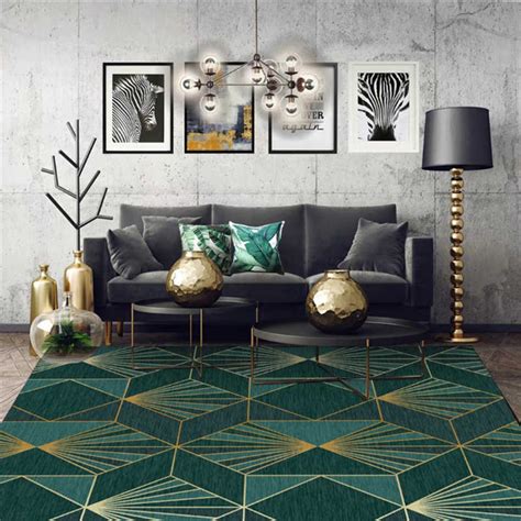 It's an extension of ourselves, and there are endless opportunities to personalize, decorate, and reconfigure it to better express our individual tastes. AOVOLL Area Rug for Bedroom European Dark Green Gold ...