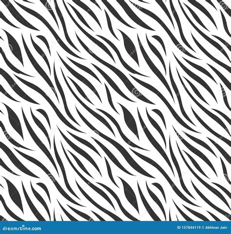 Zebra Textured Seamless Pattern Black N White Vector Design