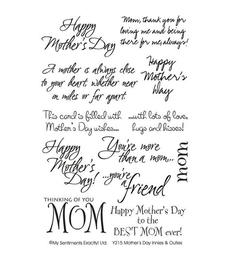 My Sentiments Exactly Clear Stamps 4x6 Sheet Mothers Day Joann Card Sayings Verses For