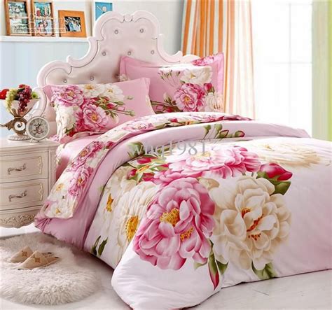 Fadfay elegant and shabby floral bedding set duvet cover bed skirt exquisite craft 100% cotton, king size 4 pieces, bulgaria rose. Elegant Pink Flower Girls Bedding Set Queen King Size 100 ...