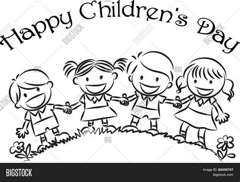 Down below, a truck drawing. happy children's day Stock Vector & Stock Photos | Bigstock