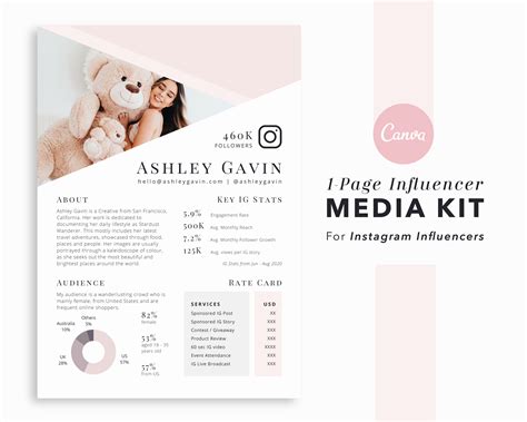 Media Press Kit Canva 2 Page Media Kit Template Influencer Media Kit