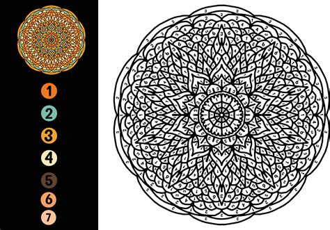 Color By Number Mandala Design Number Coloring Page With Cute Mandala