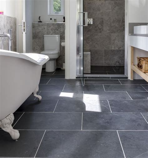 Black Riven Slate As A Bathroom Floor Slate Flooring Slate Bathroom
