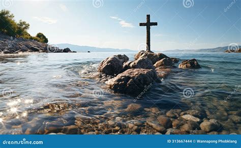 Mystical Underwater Cross Discovering Spiritual Depth in the Ocean