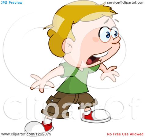 Cartoon Clipart Of A Shocked Blond Caucasian Boy Facing Right Royalty