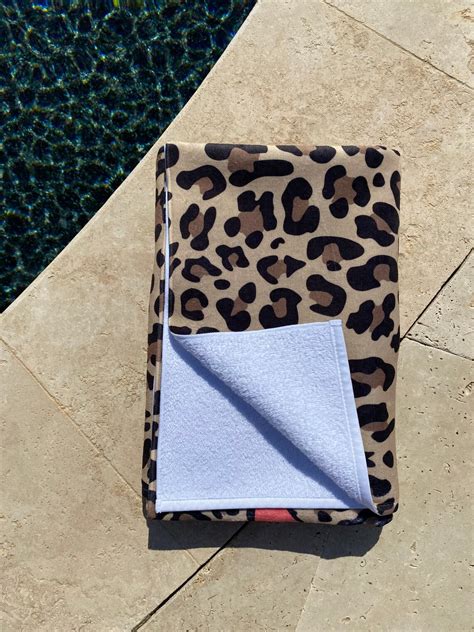 Sale Personalized Leopard Print Beach Towel Cheetah Print Etsy Nederland