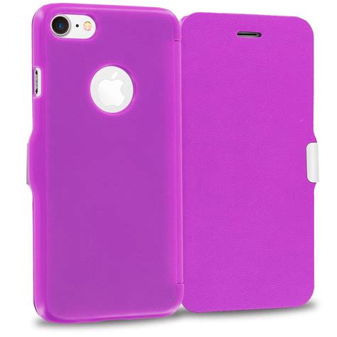 Apple Iphone 8 Purple Magnetic Flip Wallet Case Cover Pouch Wallet