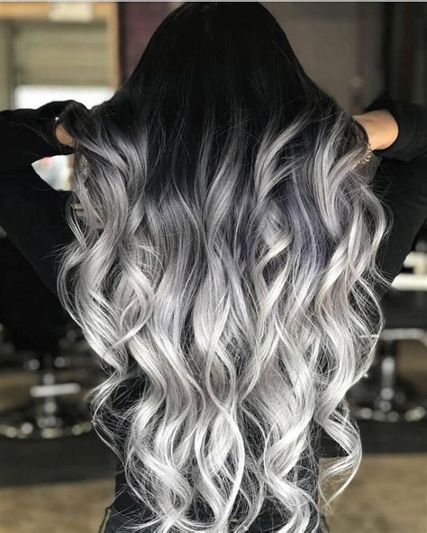 Black And White Hair Silver Ombre Hair Silver Hair Color Ombre Hair