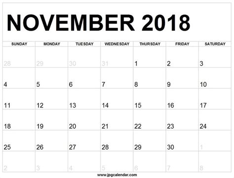 November 2018 Calendar Full Page To Print Calendar Template