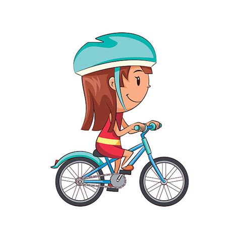 girl riding bike clip art vector images and illustrations istock
