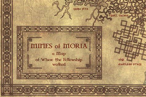 Moria Map Middle Earth Map Canvas Print Fantasy Wall Art Etsy
