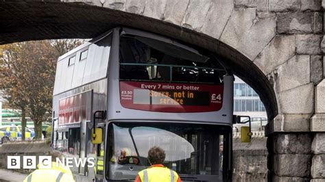 Double Decker Bus Gets Stuck Under Aberdeen Bridge Bbc News
