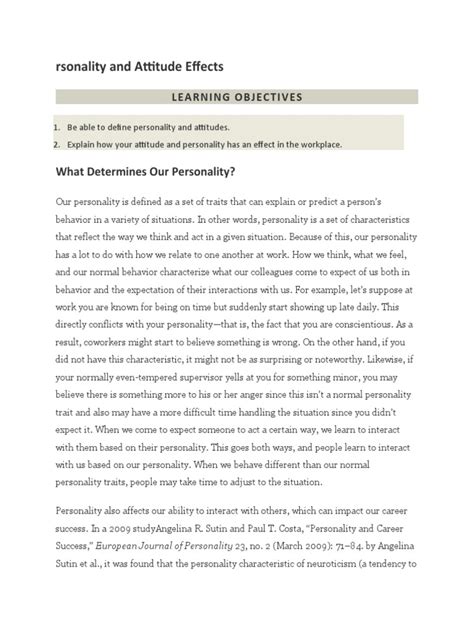 Personality And Attitude Effects Pdf
