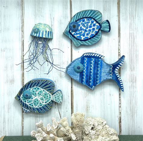 Small Tropical Fish Wooden Fish Wall Decor One Wooden Fish With