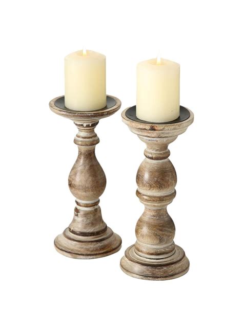 Candelabros De Madera Manera 2 Uds Westwing