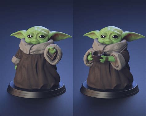 3d File Baby Yoda Using The Force And Drinking Water・3d Printing