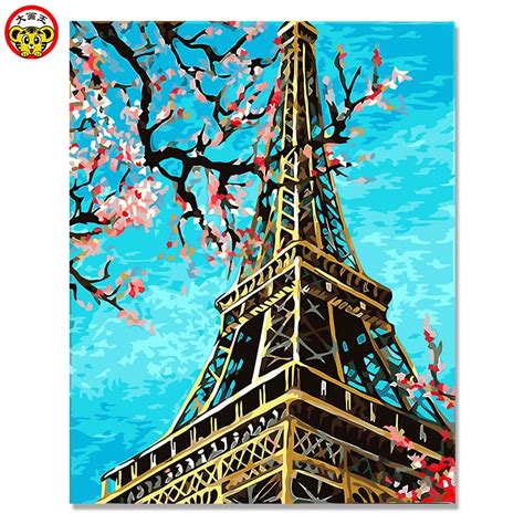 Eiffel Tower Frameless Painting By Numbers Diy Digital Canvas Oil