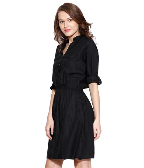 Black Rayon Spandex Dress Pqbdesigners