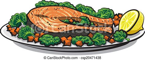 Vectors Of Baked Salmon Csp20471438 Search Clip Art Illustration