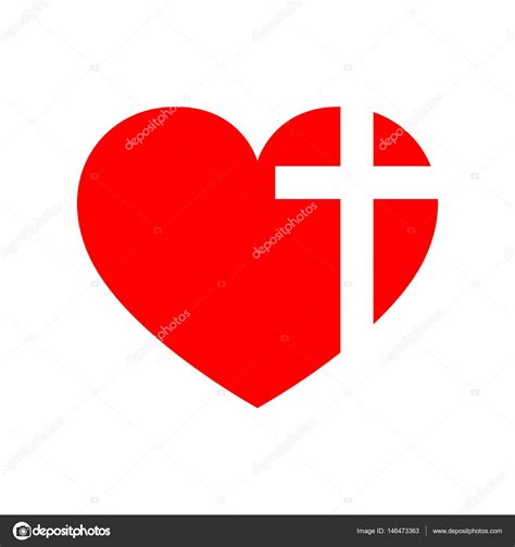 Heart With Christian Cross Vector Illustration — Stock Vector