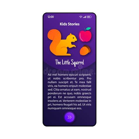 Short Stories For Kids Smartphone Interface Vector Template Mobile App